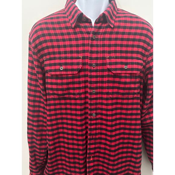 Orvis Buffalo Plaid Flannel Red Black Long Sleeve Shirt - Picture 2 of 6